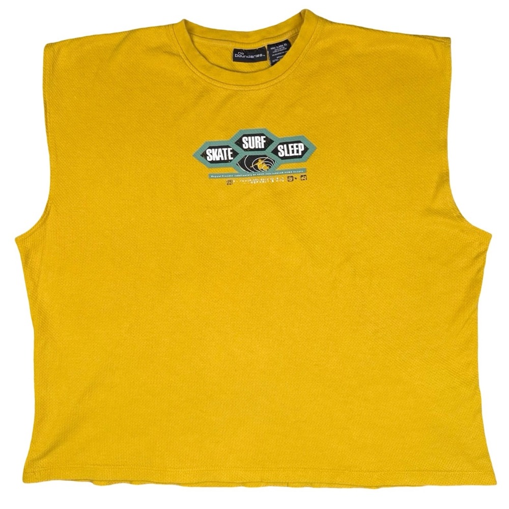 Y2K Skate Surf Sleeveless Thermal‎ Shirt Mens XL Yellow Grunge